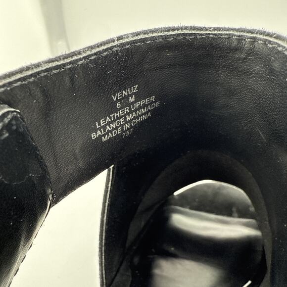 STEVEN MADDEN 6 Leather Black VENUZ Sandals Peeptoe Slingback Block 3" NEW - Picture 7 of 14